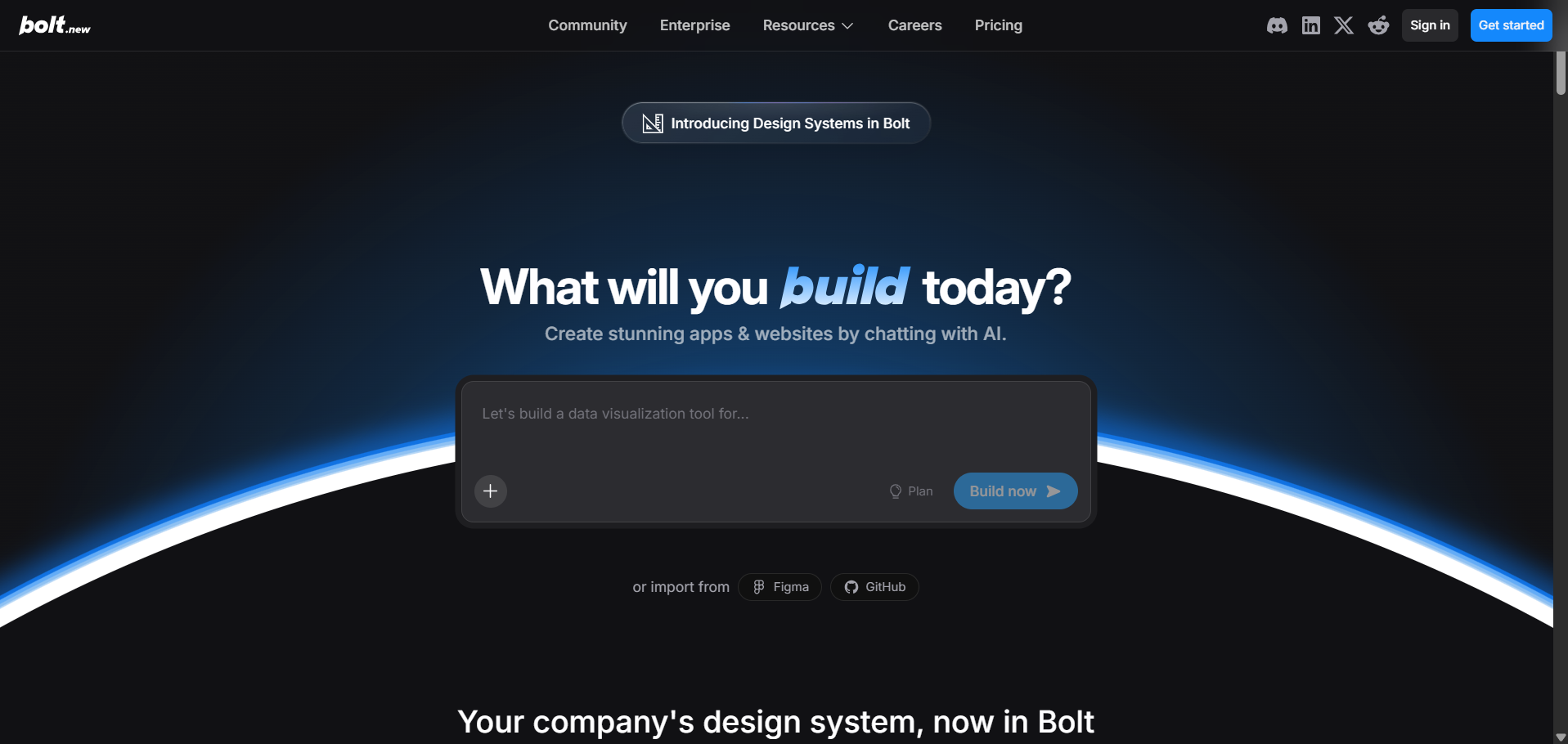 Bolt.new 홈페이지