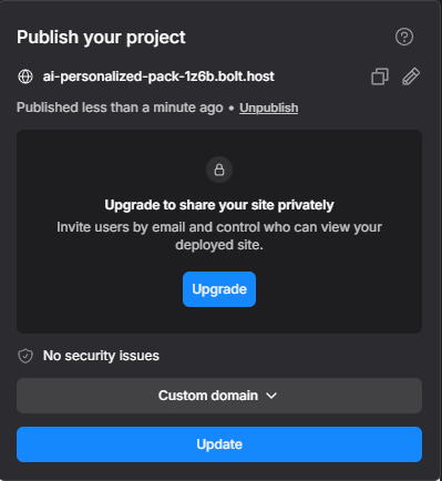 자동 생성된 URL 확인 화면