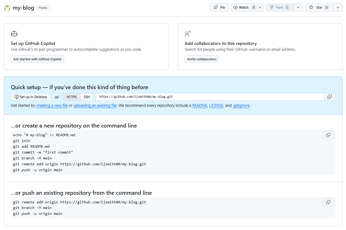 깃허브의 my-blog 저장소 페이지