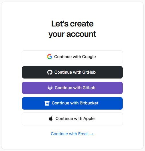 vercel 가입 옵션