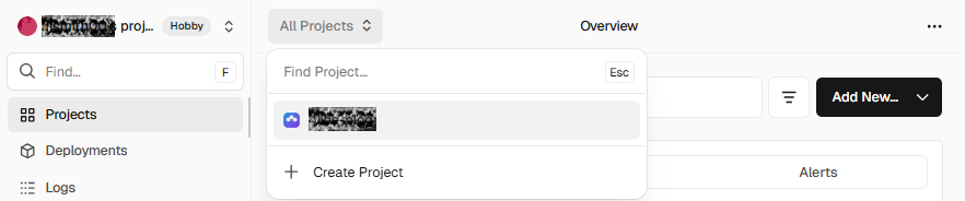 vercel 로그인 후 화면