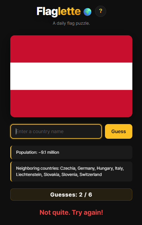 바이브 코딩으로 만든 데일리 국기 맞히기 게임, Flaglette