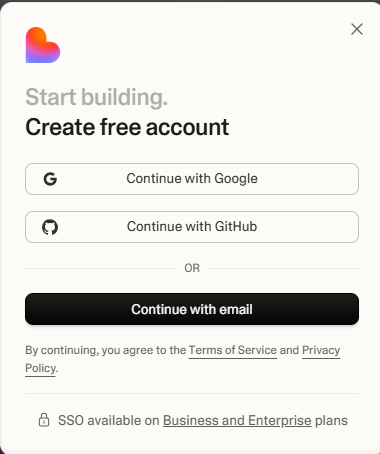 Lovable 회원 가입 화면